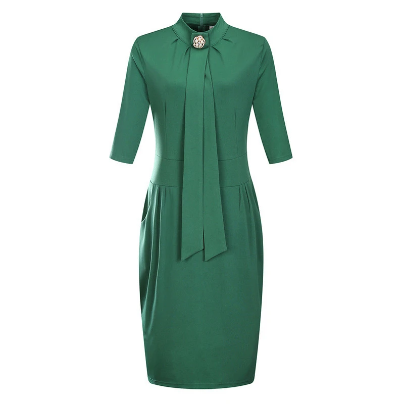 

6XL Office Red Plus Size Midi Dress Elegant Rhinestone Stand Collar Work Bodycon Dresses Women Autumn Pencil Dress 2020