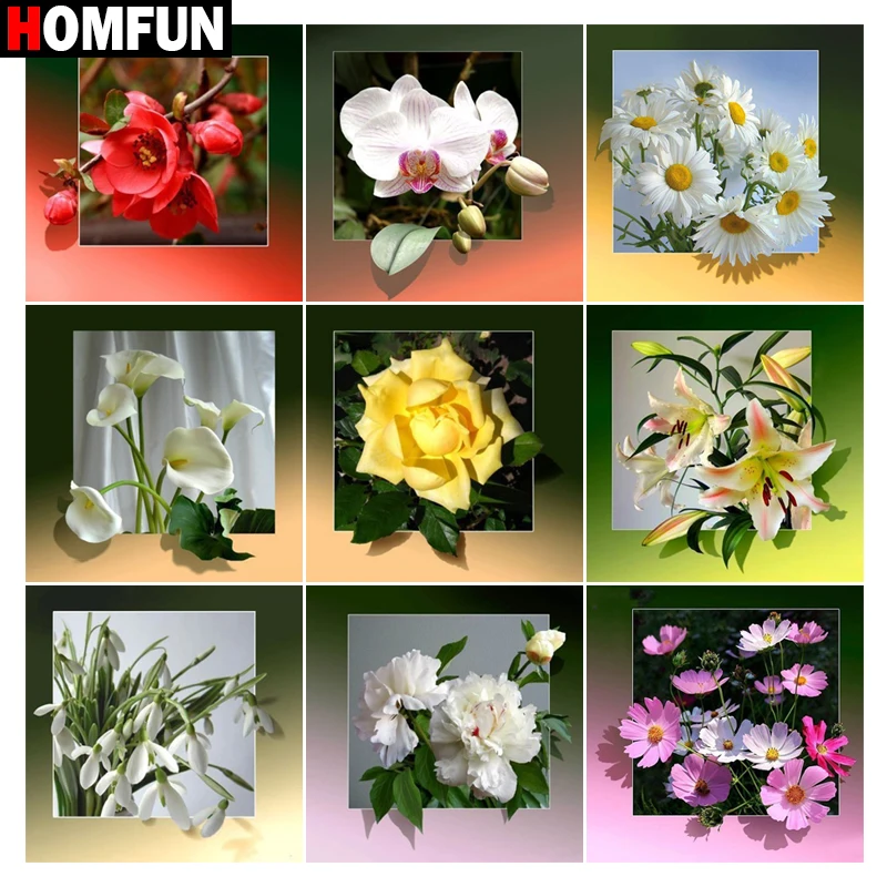 Картина HOMFUN с алмазной вышивкой Роза цветок Лилия алмазная живопись полный