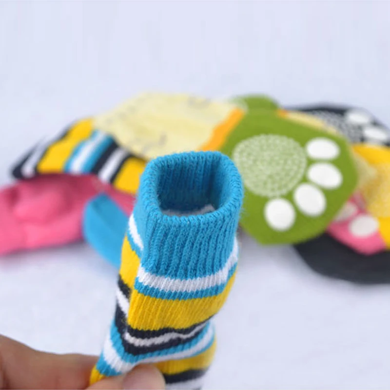 4 шт./компл. Новые вязаные носки для щенков и собак хлопковая нескользящая обувь