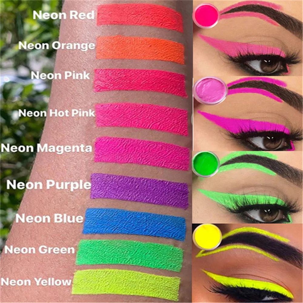 

12 цветов, активируемый водой крем для подводки для глаз, 10 г, пастельно-черный свет, УФ-реактивная подводка для глаз, светящаяся в темноте, по...