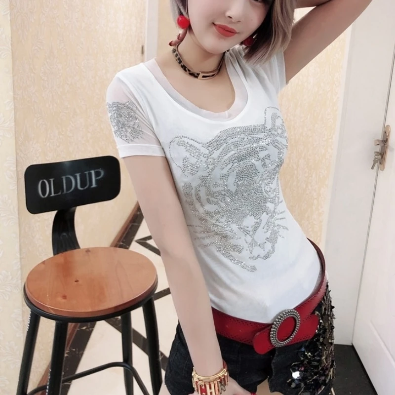 Новинка 2020 женские футболки с коротким рукавом и круглым вырезом облегающие