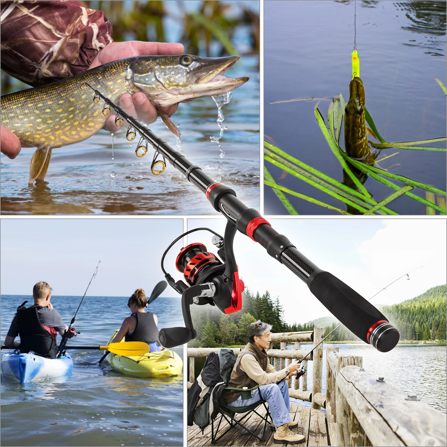 Lixada рыболовная удочка и катушка телескопическая из углеродного волокна с