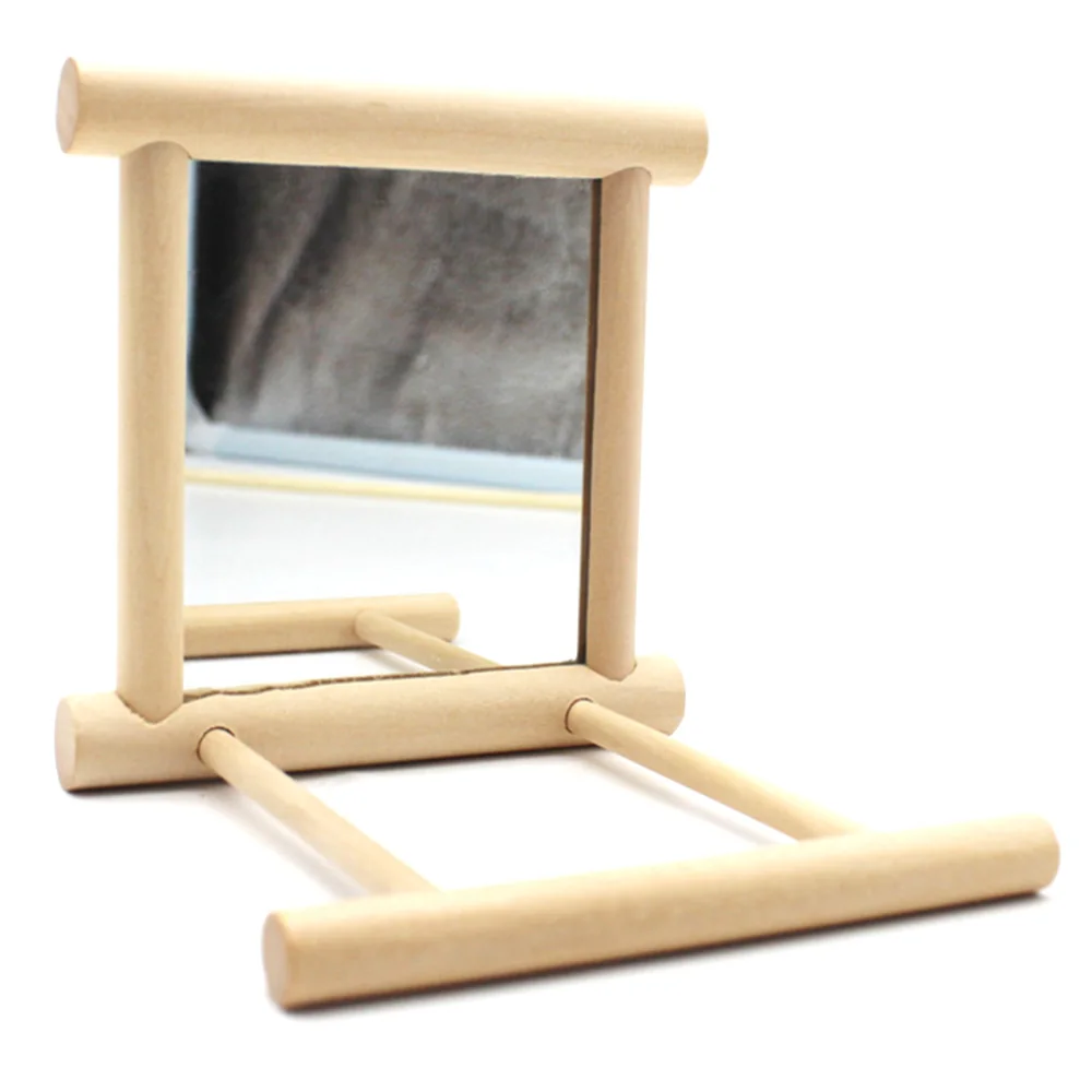 

Wooden Pet Toy Mirror Fun Brid Toy For Cockatiel Parrots Small Birds Parrot Toys Pet Parrots Climb Accessories
