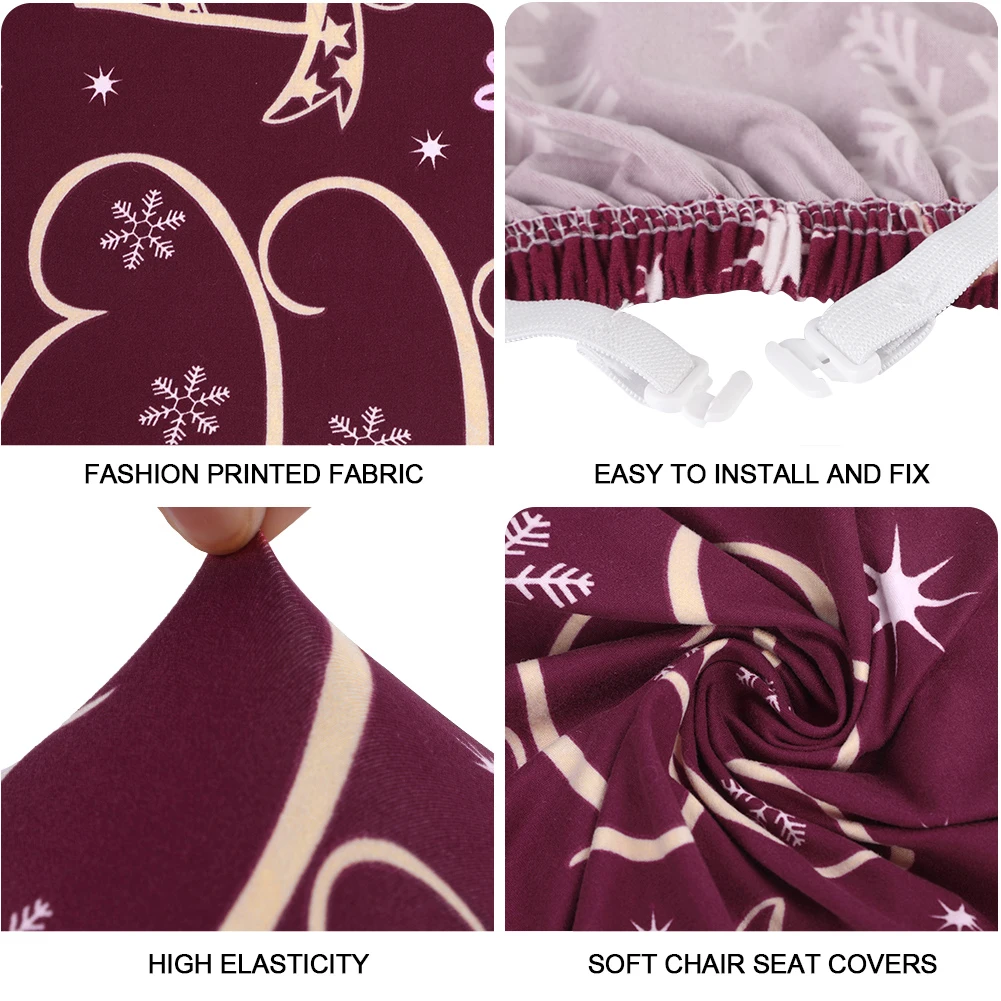 Растягивающиеся чехлы для сидений обеденного стула с принтом съемные моющиеся