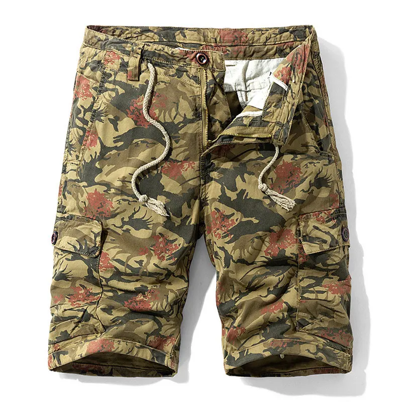 Шорты карго мужские камуфляжные хлопок до колена повседневные штаны стиль