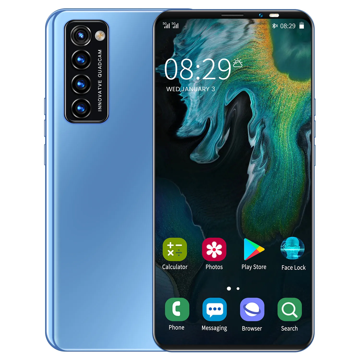 

Rin06 pro Smartphone 5.5" HD Full Screen 1GB 16GB MT6572 Quad Core 5MP Camera 4800mAh GPS WiFi 3G Dual Card Mobile Phone Cellpon