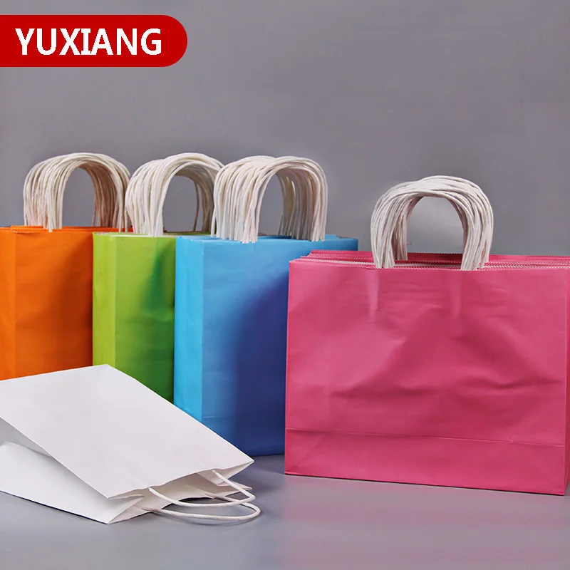 

20pcs/Lot Color Portable Kraft Paper Gift Holiday Wholesale Custom Printed Packaging Bag
