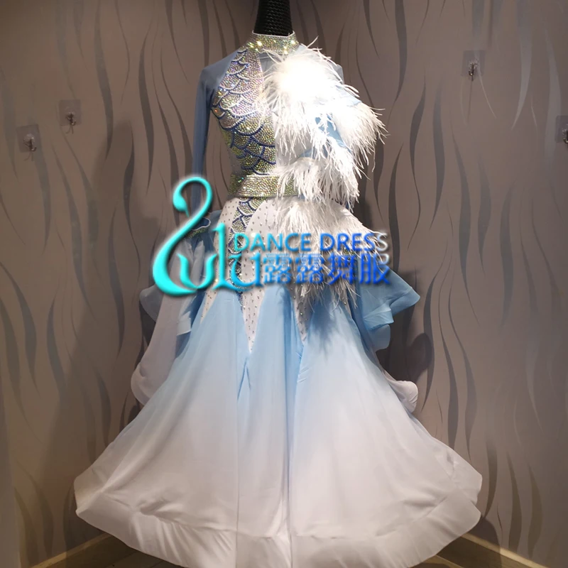 Женское платье для танго и вальса белое танцевальное соревнований по