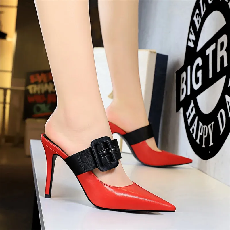 

BIGTREE Outdoor Shoes Women Dress Pumps Summer Stiletto High Heels Women Shoes Fashion Women Sandals Buckle White Shoe Slippers