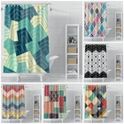 Винтажная Водонепроницаемая занавеска для душа, занавеска для душа из полиэстера с геометрическим принтом в богемном стиле, с крючками, для ванной комнаты