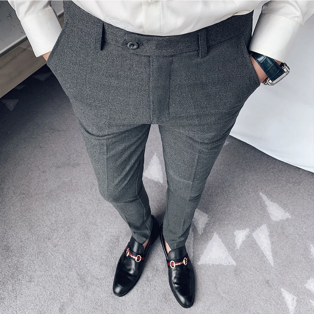 

High Quality Men's Suit Pants Slim Formal Business Dress Pants Men Classic Casual Streetwear Office Socia Trousers Costume Homme