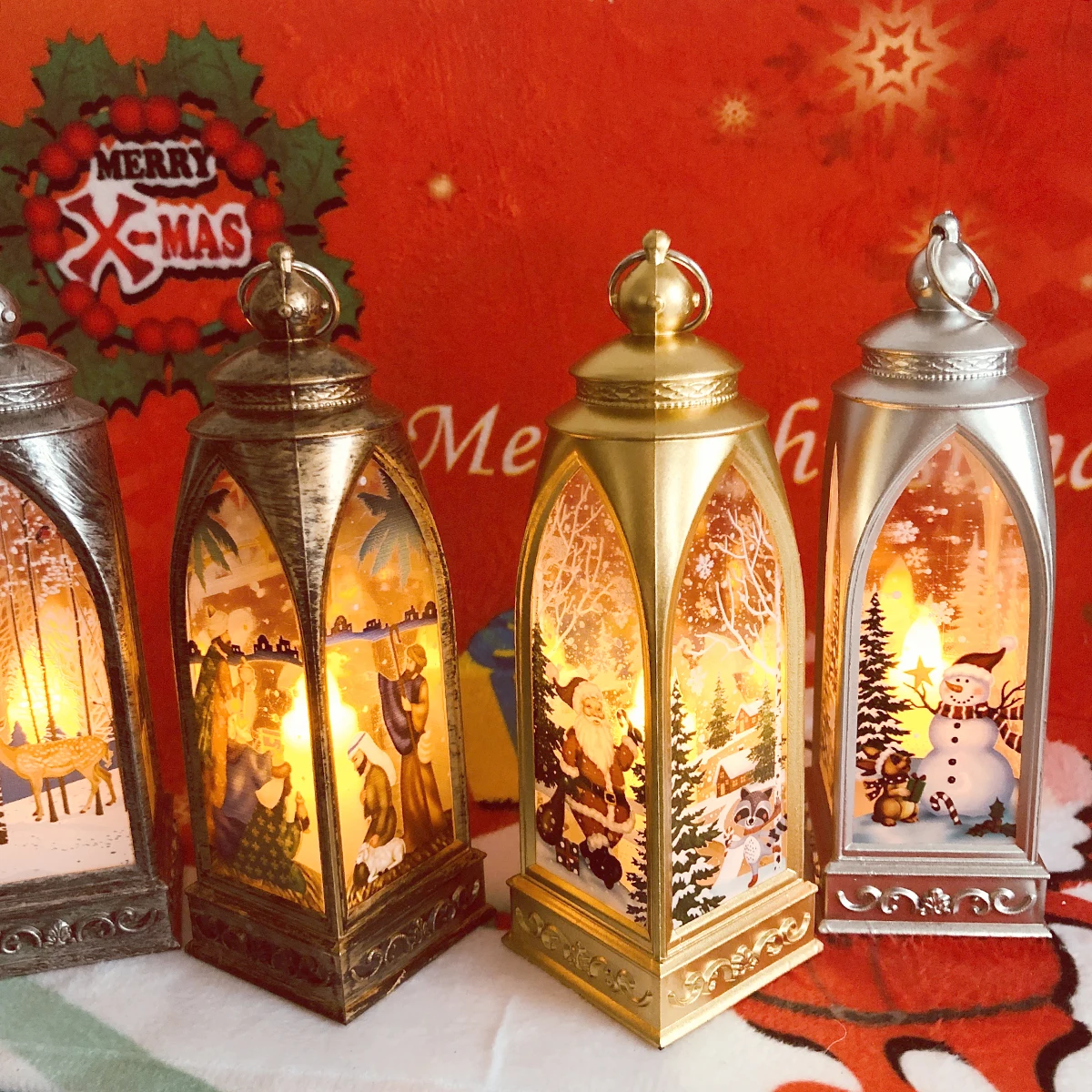 Taoup светодиодный Рождественский светильник металлическое золото Санта