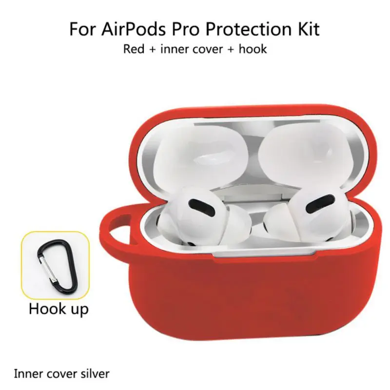 Высококачественный защитный чехол для Apple Airpods Pro 3 с крючком и наклейкой от пыли