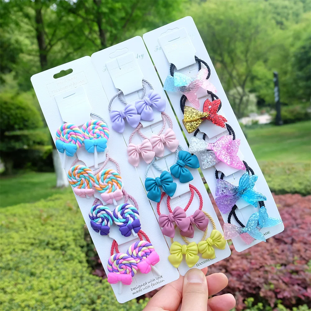 10 шт./компл. дети мультфильм животных резинки для волос фрукты резинка с принтом в