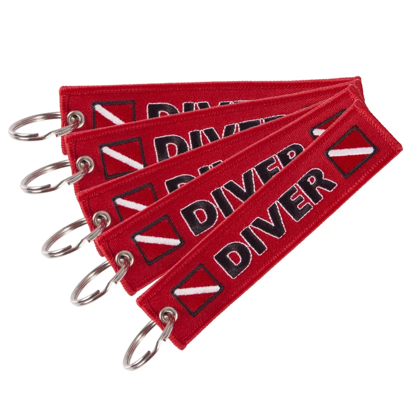 

Mobile Phone Strap Double-sided Red Embroidery Diver Keychain Bijoux for Motorcycles Porte Clef Key Ring Chain Mobile Straps