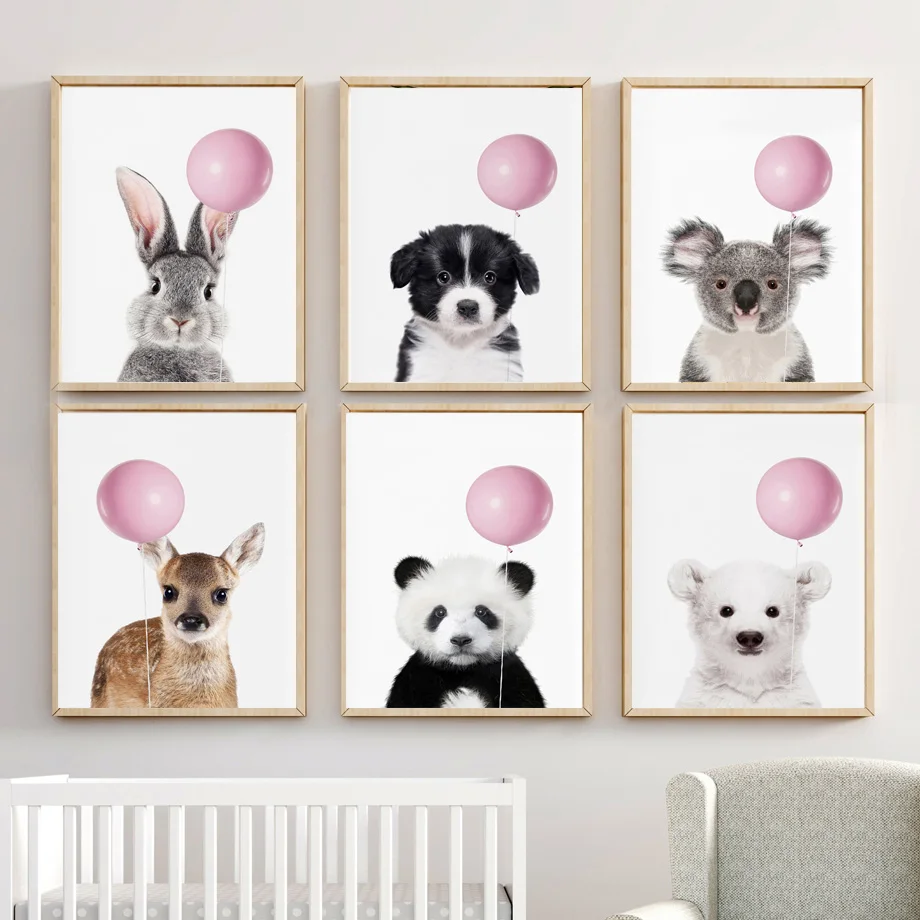Nordic Плакаты и принты шар панда &quotМедведь&quot &quotКролик&quot &quotКоала Wall Art Холст
