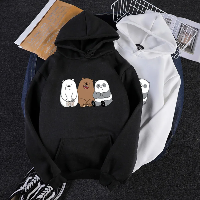 

Harajuku Kawaii Hoodies Women Men Cartoon Funny Bears Cropped Hooded Casual Long Sleeve Pullover Sweatshirts Kpop Streetwear