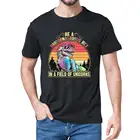 Футболка Be A Unicornasaurus Rex In A Field Of Unicorns, модная мужская футболка из 2020 хлопка, женский топ в подарок, лето 100%
