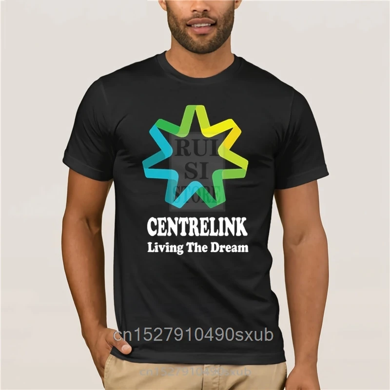 Горячие предложения черная летняя футболка с забавным логотипом Centrelink Living The Dream