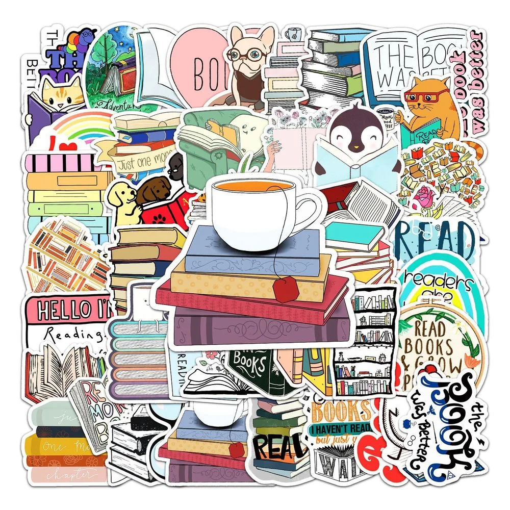 

10/50Pcs Cute Animal Book Reading Graffiti Stickers Wholesale Computer Mobile Phone Tablet Computer Decorative Stickers Decal