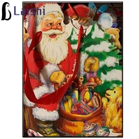 5d christmas decoration santa claus giving gifts cartoon round diamond mosaic diamond embroidery home decoration new year gift