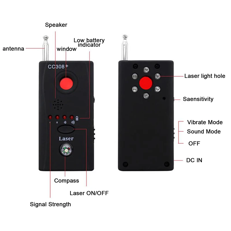 

Anti-Spy Bug RF Signal Detector CC308+Wireless Camera GSM Device Finder
