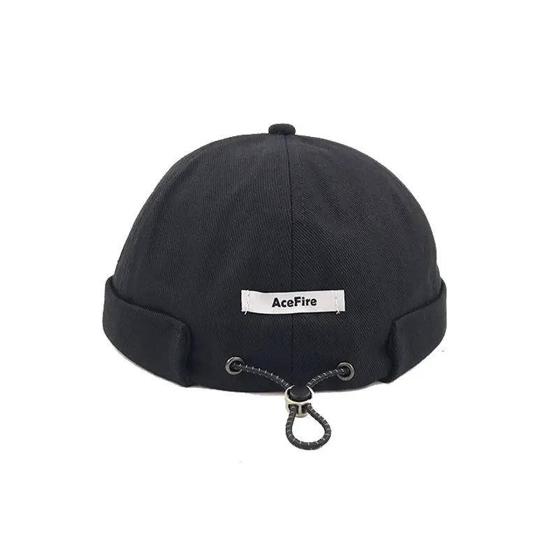 

Original luxury brand letters without eaves drawstring street hipster hip hop melon leather hat sailor hat men's solid color cap