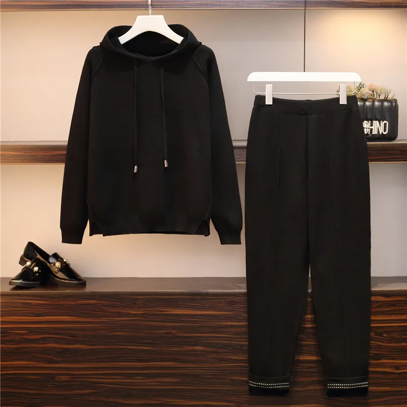 Женский костюм спортивный 2 шт. наборы Осень Зима Водолазка пуловеры и длинные