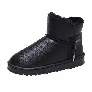 

Женские теплые сапоги большого размера 44, новинка 2021, модная зимняя обувь с низким голенищем, Женская хлопковая обувь с круглым носком, женс...