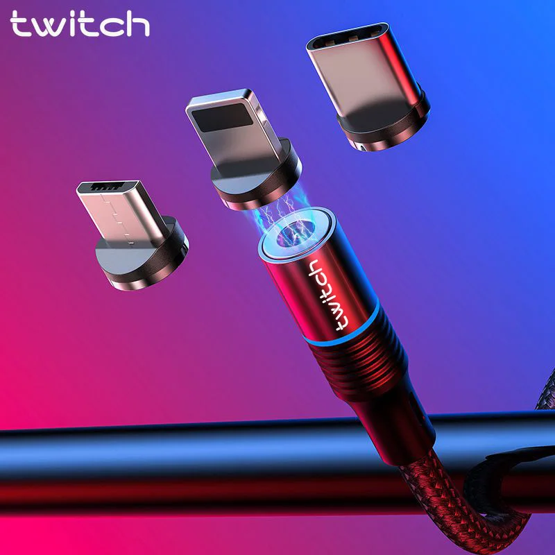 twitch 2m magnetic micro usb cable for iphone samsung android mobile phone fast charging usb type c cable magnet charger wire free global shipping