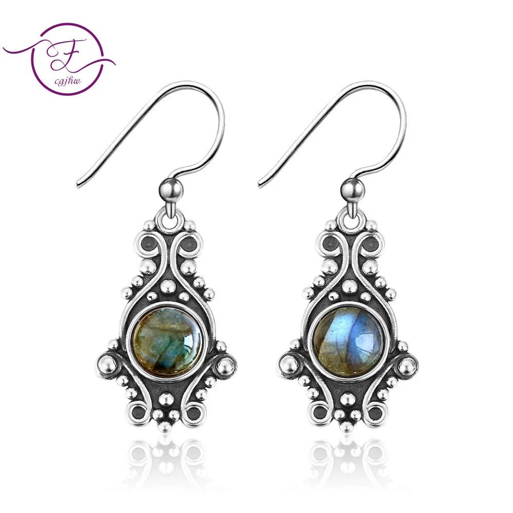 Винтажные висячие серьги из натурального Лабрадорита подарки для женщин