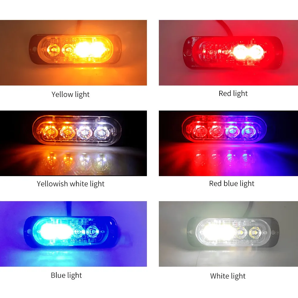 2Pcs Car Strobe 4LED Signal Lamp Grill Flashing Breakdown Emergency Light Truck Trailer Beacon For Motorcycle | Автомобили и