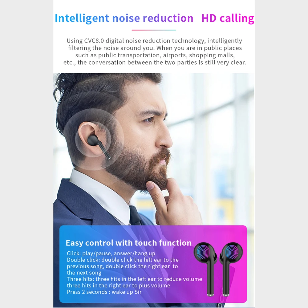 TW40 TWS Спортивные Беспроводные наушники Bluetooth Музыкальные наушники-вкладыши для