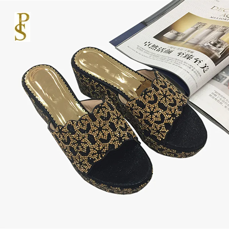 Обувь с блестками для женщин блестящая женская обувь удобная на танкетке