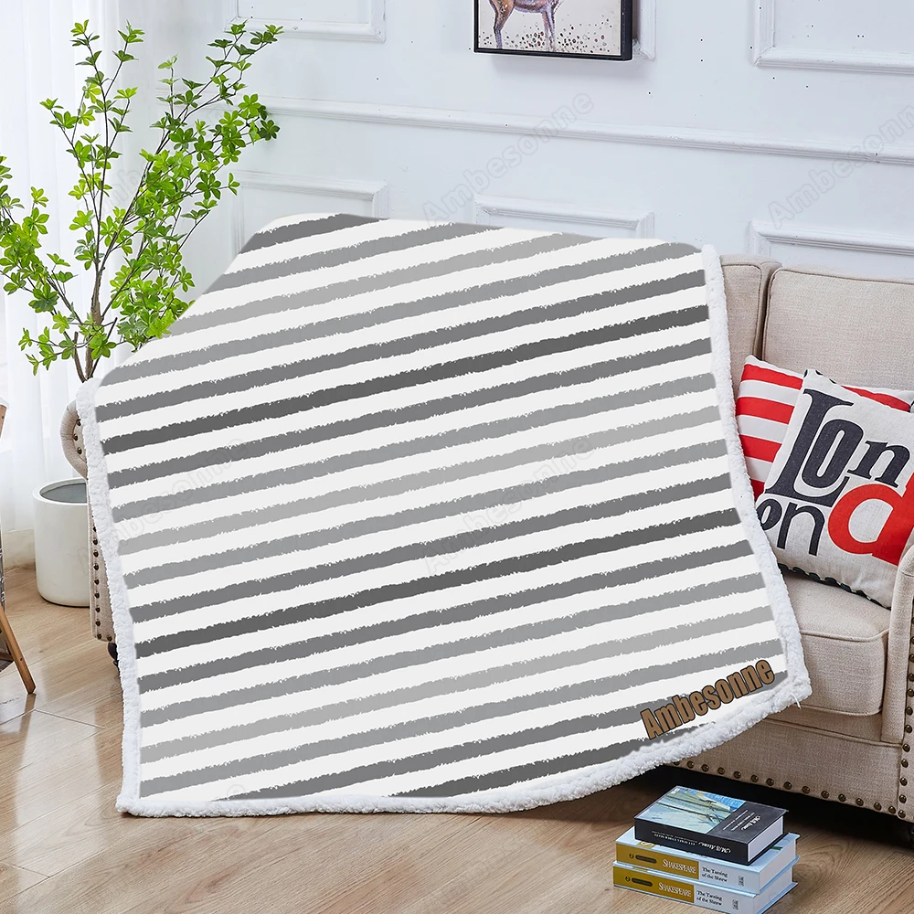 Бесшовное бархатное одеяло с нарисованными полосками постельное белье плюшевое