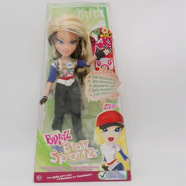 Оригинальная Коробчатая Кукла Bratz Play sportz с скейтбордом одеваются игрушка лучший