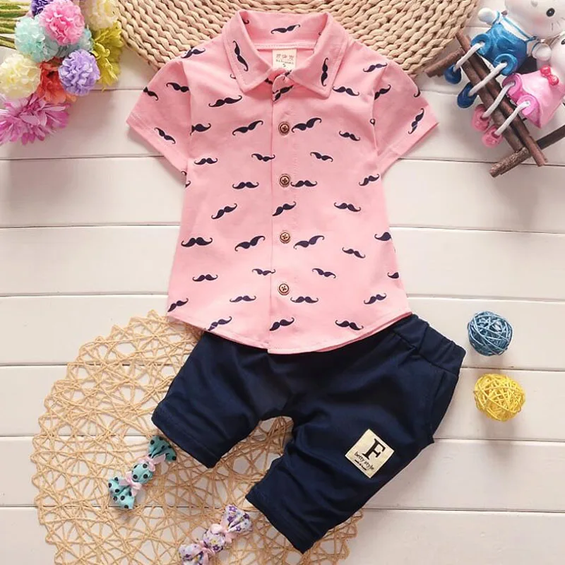 Baby Boys Clothes Sets Toddler Short Sleeve Round Neck T-Shirt + Pants Outfit 2022 Summer Children Casual Cartoon Pattern Suit | Детская