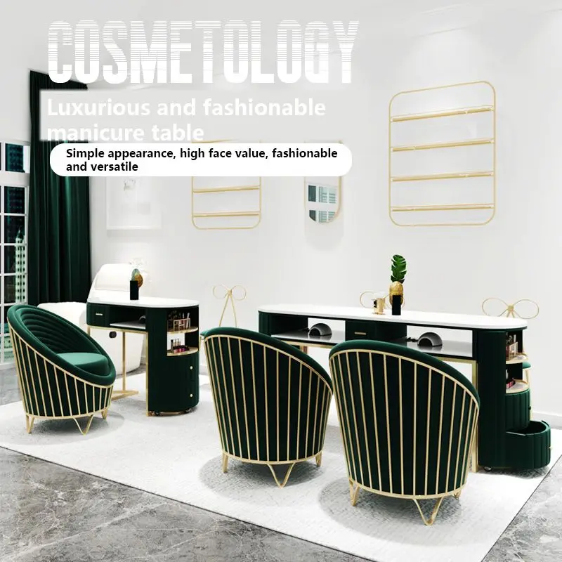 

Customizable Marble Manicure Table Chair Set Single Double Manicure Table Simple Modern Multi-Function Stroller Bedroom Dressing