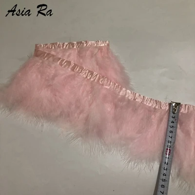 light pink 2 ярда Белый индюк перо полосы для свадьбы Марабу перо планки бахромы 13-20 см Ширина - Цвет: light pink