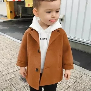 caramel Зимние куртки однотонные шерстяные пальто для мальчиков Новинка года, Тренч с лацканами для маленьких мальчиков верхняя одежда для детей 2, 3, 4, 5, 6 лет, пальто ветровка для мальчиков - Цвет: caramel