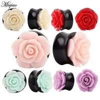 miqiao 2pcs 8 25mm acrylic flower single flared ear flesh tunnel plug ear gauges expander stretcher body jewelry piercing