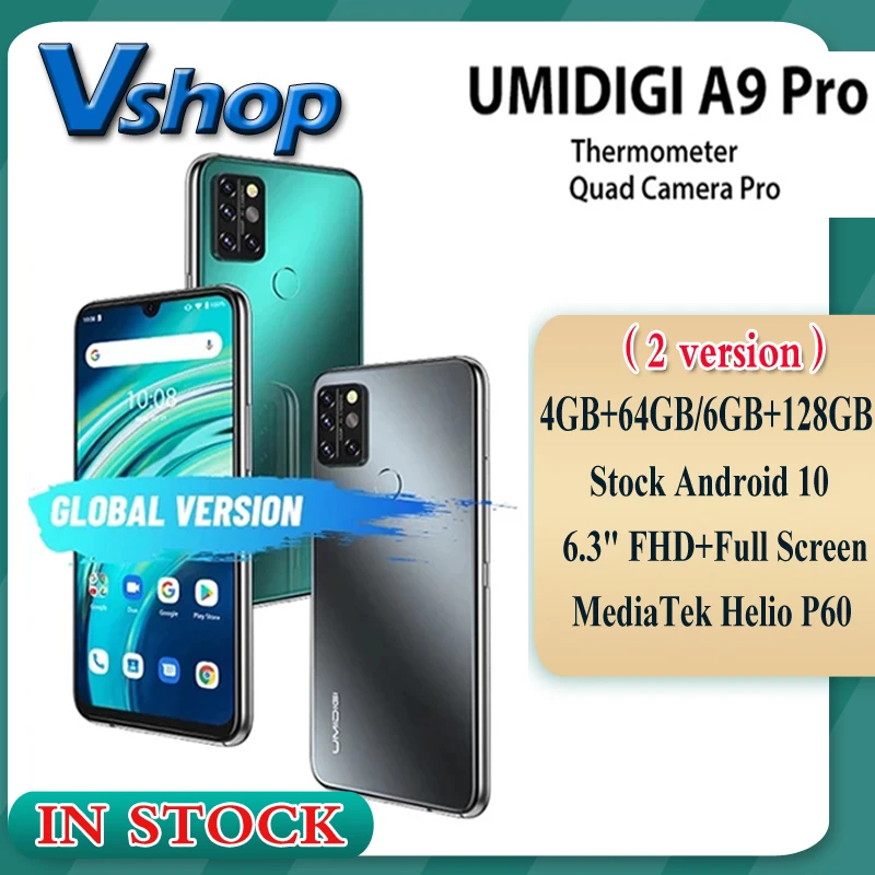 Смартфон глобальная версия UMIDIGI A9 Pro селфи-камера 24 МП 6 ГБ + 128 ГБ/4 Гб 64