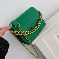 vintage fashion square tote bag 2021 new quality leather womens designer handbag crocodile pattern chain shoulder messenger bag