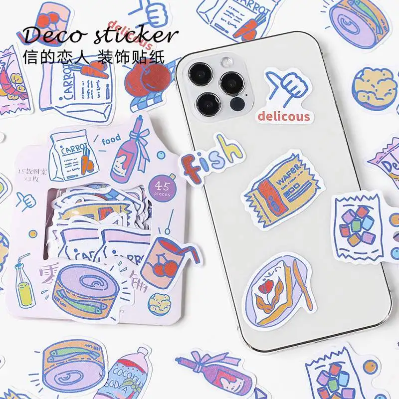 

45Pcs/Pack Cartoon Pattern Stickers DIY Scrapbooking Diary Album Journal Decorative Supplies Stick Label School Stationery