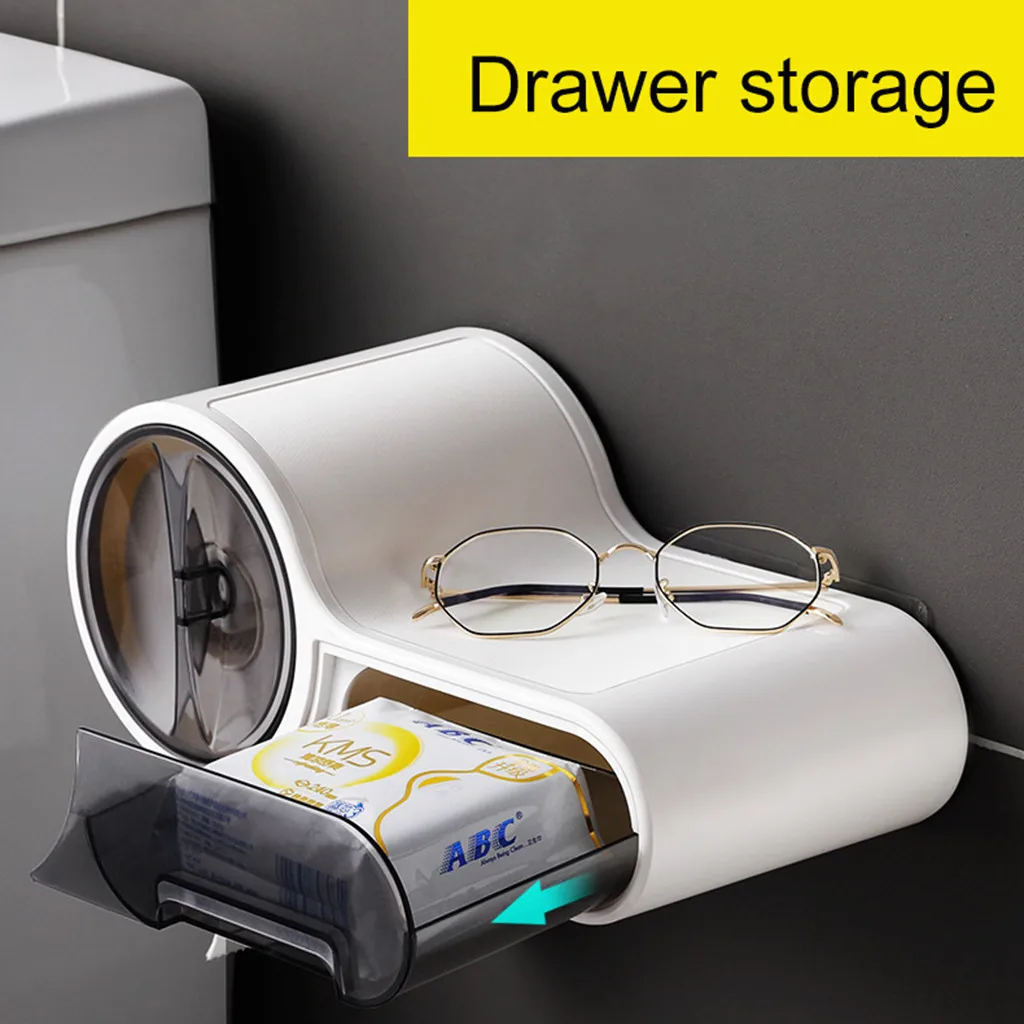 

Kitchen Roll Paper Towel Holder Bathroom Tissue Bathroom Roll Tray Shelf Toilet Tray Free Punch Waterproof Creative Tray K926