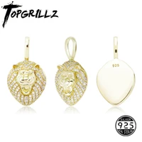 topgrillz new 100 925 sterling silver lion pendant high quality cz womens necklace hip hop fashion delicate jewelry for gift
