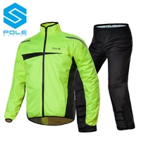 pole cycling motorcycle raincoat rain pants suit single reflective waterproof jacket trousers riding light men women adult