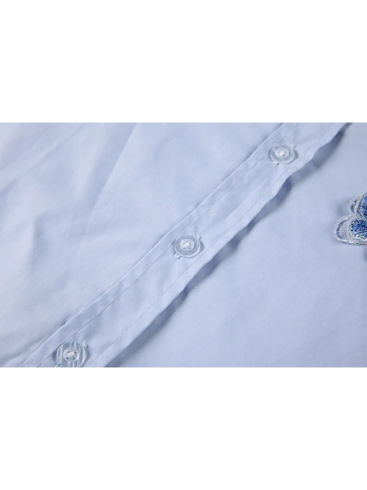 Женские рубашки с бабочками в Корейском стиле однобортные свободные офисные