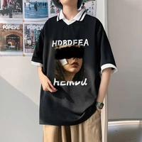 artistic retro t shirt mens polo shirt harajuku college fashion and art students oversize plus size lapel top graphic tshirts