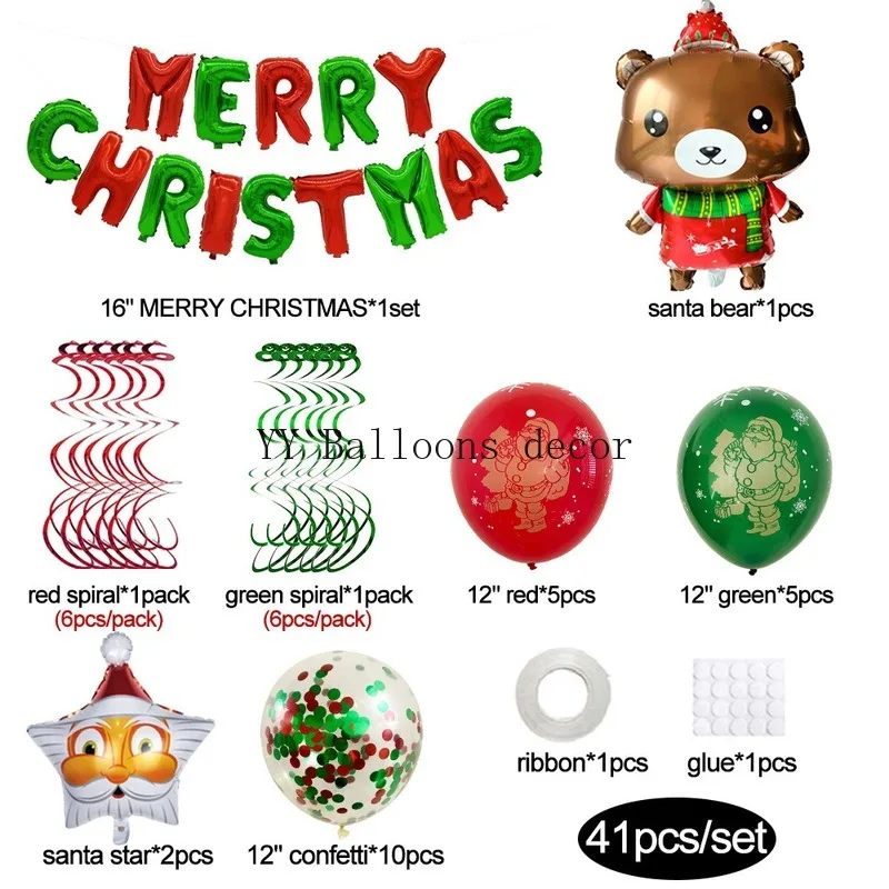 41 шт Рождественский воздушный шар фестиваль красный зеленый Счастливого